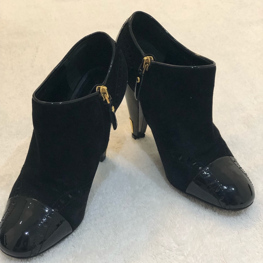 Louis Vuitton suede ankle bootie